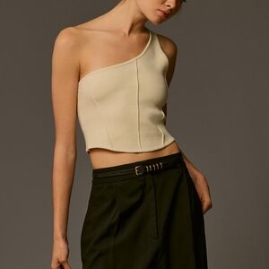 By Anthropologie one-shoulder seamed knit top